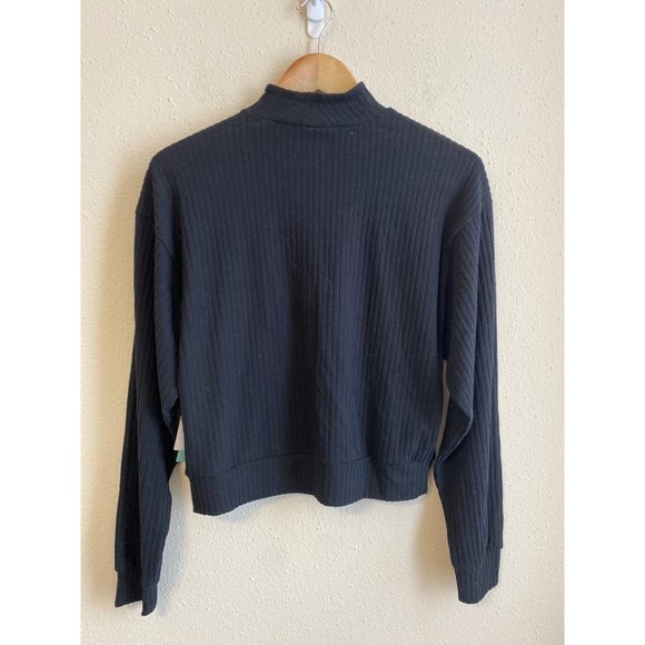 Abound Womens Turtle Neck Solid Black Lightweight Long Sleeves XS Waffle Ribbed - Picture 3 of 7